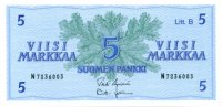 5 Markkaa 1963 Litt.B N7836003 kl.9